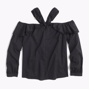 Jcrew off shoulder tie-neck top